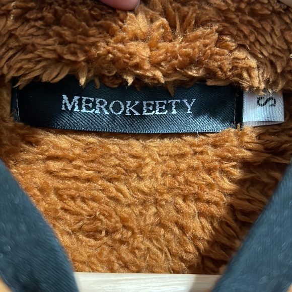 Merokeety Zip 3/4 Zip Teddy Type Cozy Brown Jacket Size Small - Picture 3 of 5